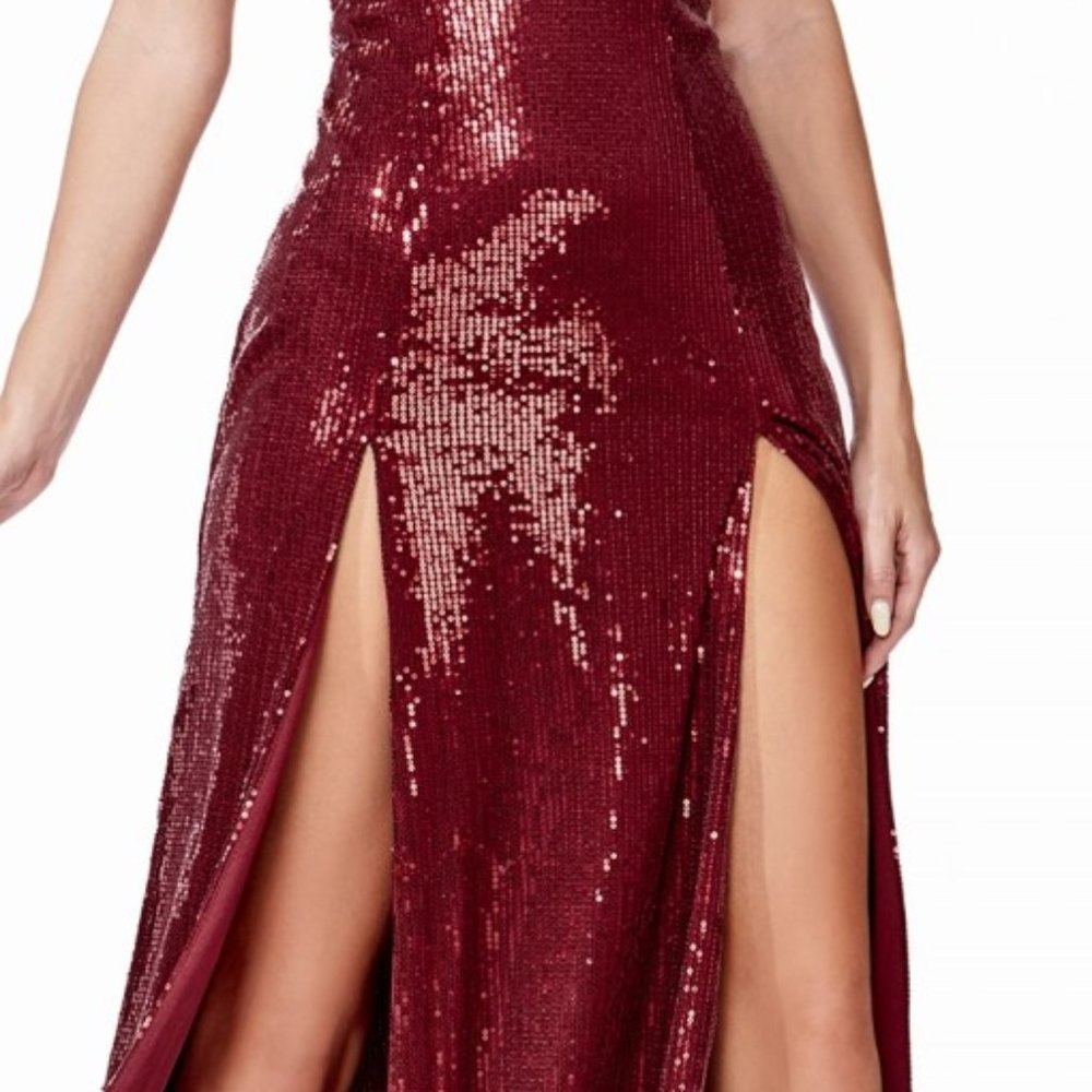 V-Neck A-Line Dress with Double Slits CD915 - Picture 4 of 8